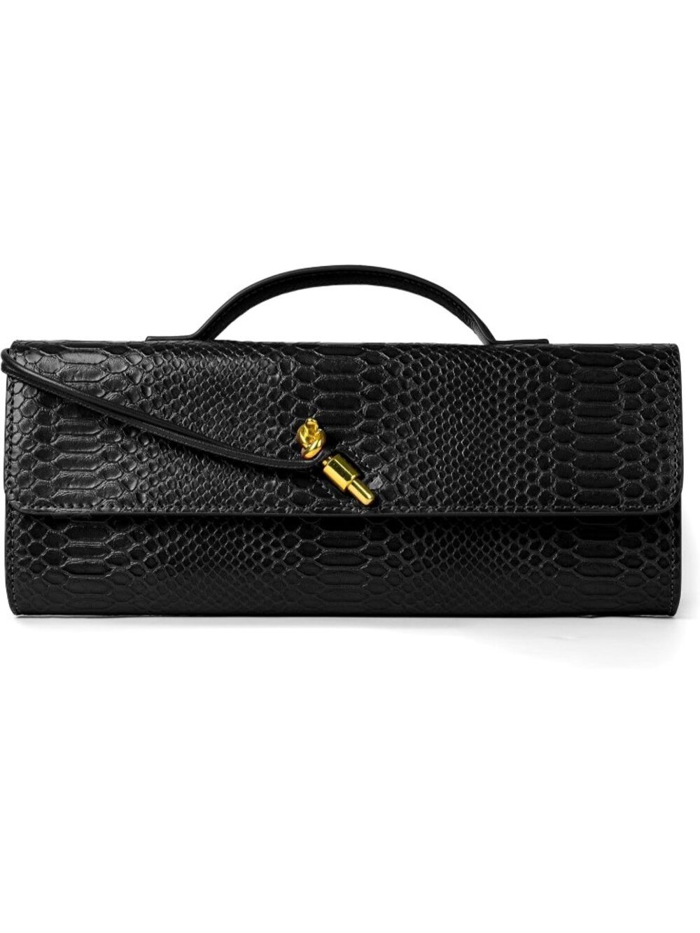 Womens Black Croco Woven Leather Suede Clutch Purse Evening Crossbody Handbag